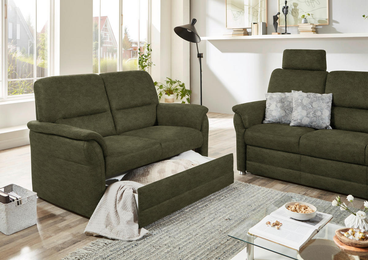 SITZGARNITUR in Mikrofaser Dunkelgrün  - Dunkelgrün/Alufarben, Konventionell, Textil/Metall (192/96/89cm) - Beldomo Comfort