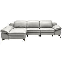 ECKSOFA in Echtleder Grau  183/286 cm  - Schwarz/Grau, Design, Leder/Metall (183/286cm) - Celina Home