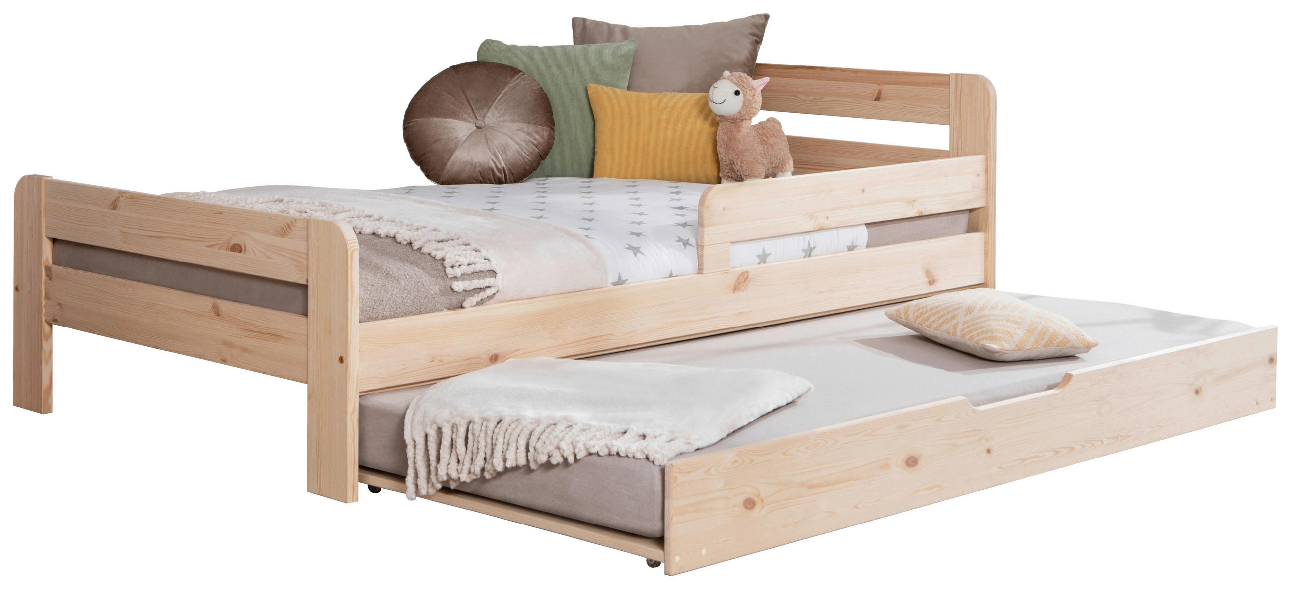 AUSZIEHBETT 120/200 cm  in Naturfarben  - Naturfarben, MODERN, Holz/Textil (120/200cm) - MID.YOU