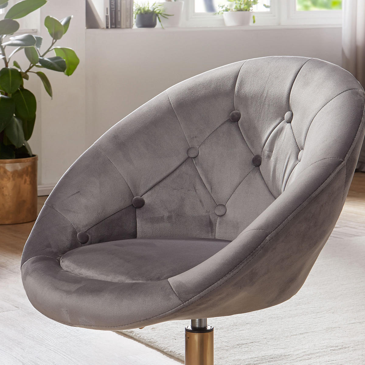 STUHL  in Samt  - Goldfarben/Grau, Konventionell (67/100/62cm) - MID.YOU