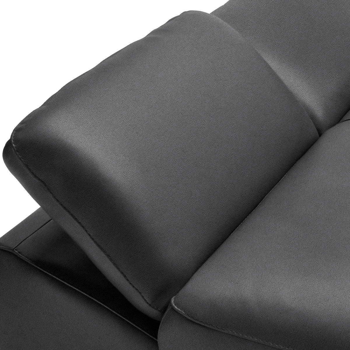 ECKSOFA in Echtleder Anthrazit  183/286 cm  - Anthrazit/Schwarz, Design, Leder/Metall (183/286cm) - Celina Home