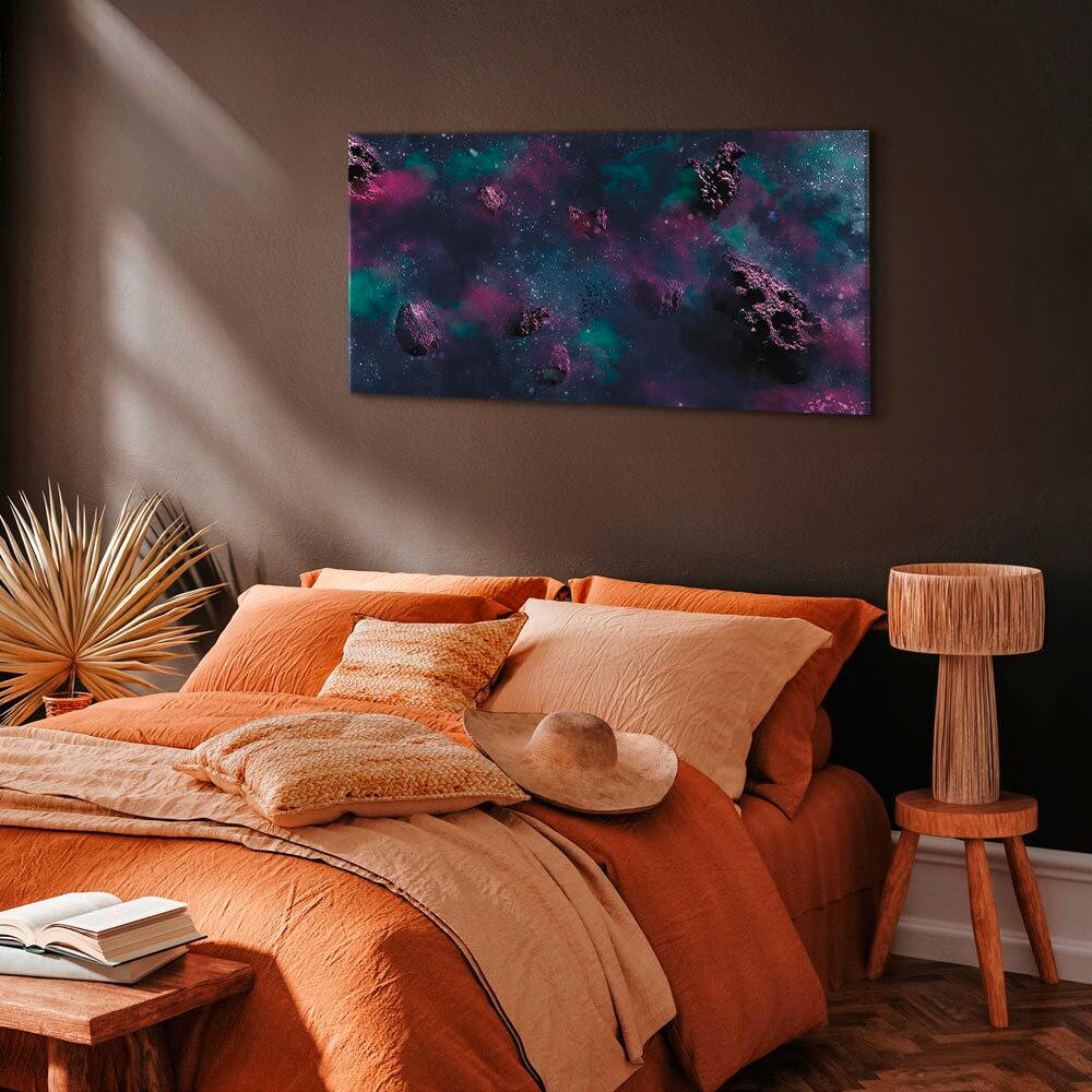 LEINWANDBILD Abstraktes, Steine, Weltall 120/60/1,2 cm  - Violett/Dunkelblau, Basics, Holz/Textil (120/60/1,2cm) - artgeist