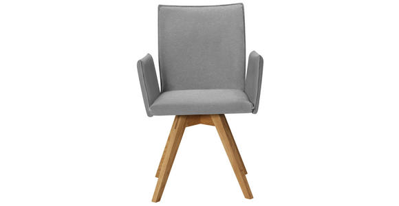 ARMLEHNSTUHL in Lederlook - Eichefarben/Hellgrau, KONVENTIONELL, Holz/Textil (60/91/61cm) - Moderano