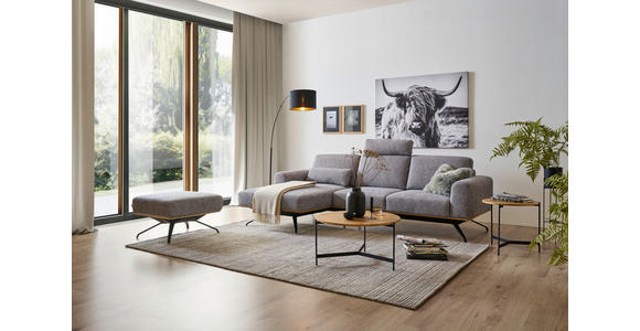 ECKSOFA in Struktur Grau 157/262 cm - Schwarz/Grau, Design, Textil/Metall (157/262cm) - Novel
