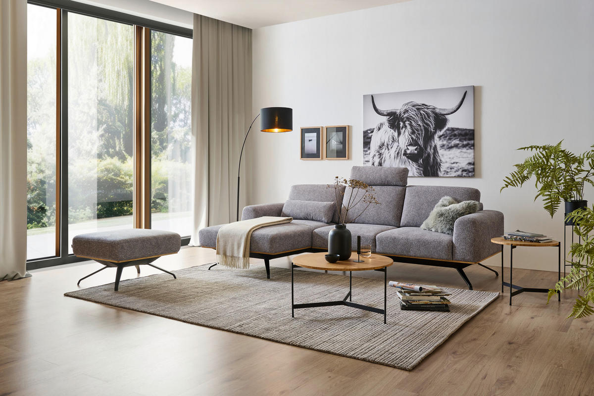 ECKSOFA in Struktur Grau  - Schwarz/Grau, Design, Textil/Metall (157/262cm) - Novel