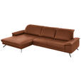 ECKSOFA in Echtleder Cognac  - Cognac/Schwarz, Design, Leder/Metall (193/328cm) - Dieter Knoll