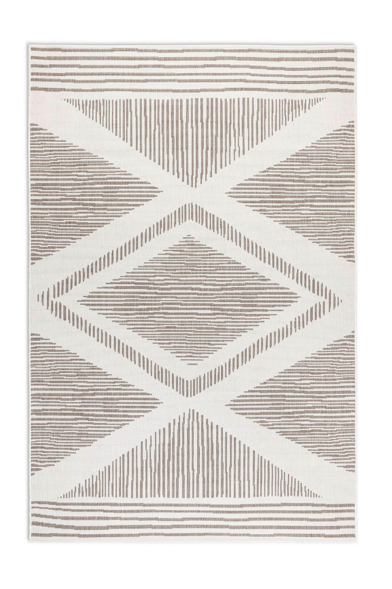 Thumbnail - Xxxl Outdoorteppich Gemini, Weiß, Cappuccino, Kunststoff, geometrisch, rechteckig, 160x230 cm, Oeko-Tex® Standard 100, f...