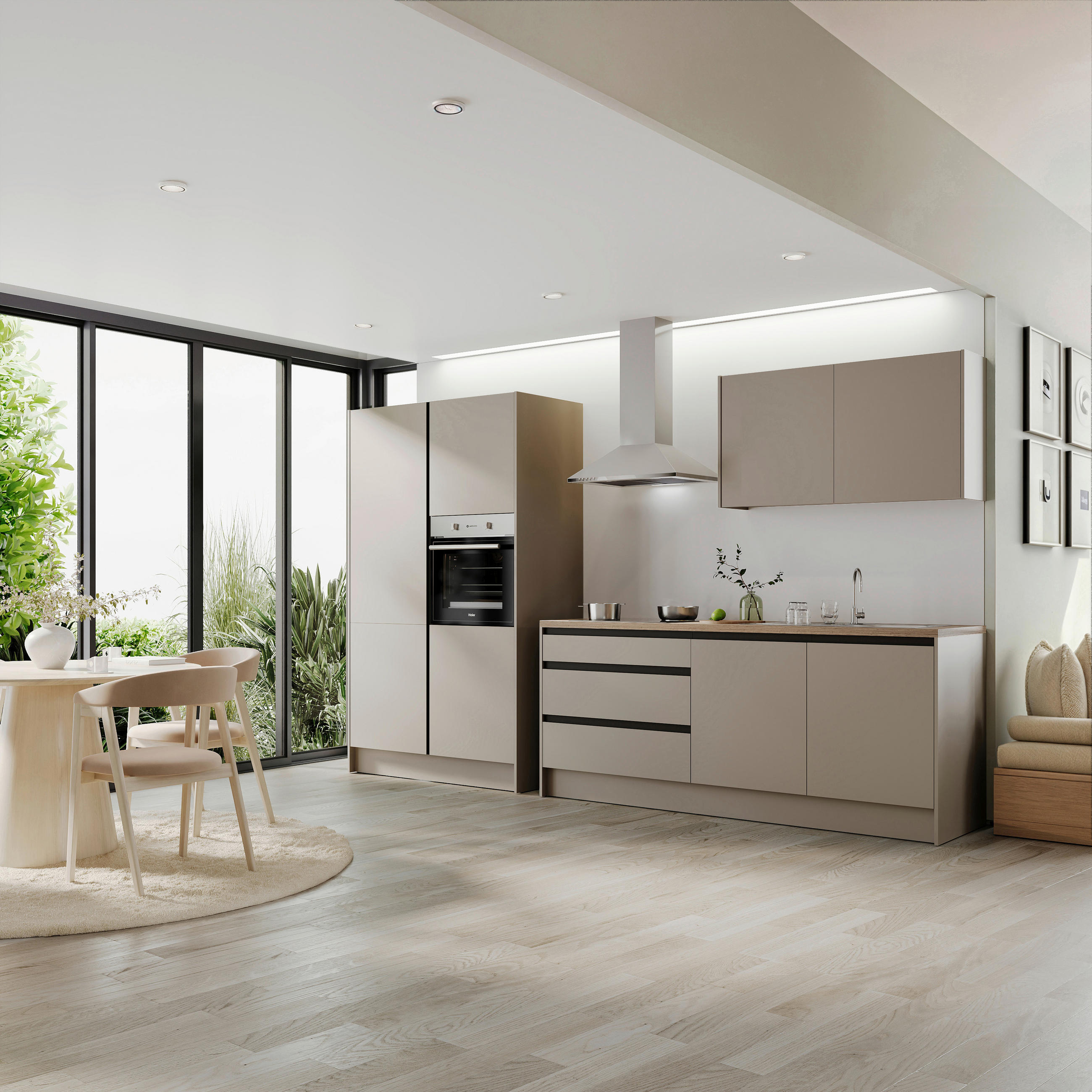 Thumbnail - Mid.you Küchenblock Troja, Grau, Schwarz, Kaschmir, Holzwerkstoff, 1 Schublade(n),3 Schublade(n) Schubladen, seitenverke...