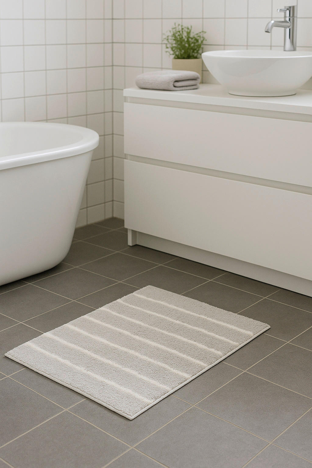 KUPATILSKA PROSTIRKA  srebrna 50/55 cm  - srebrna, Konvencionalno, tekstil (50/55cm) - Esposa