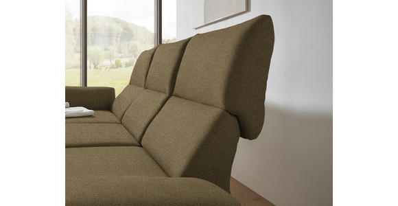 ECKSOFA  in Flachgewebe Khaki Armteilverstellung, Relaxfunktion, Drehsitzfunktion  175-224/255-365 cm  - Khaki/Schwarz, Design, Textil/Metall (175-224/255-365cm) - Dieter Knoll