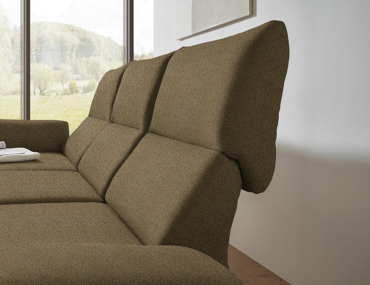 ECKSOFA  in Flachgewebe Khaki  175-224/255-365 cm  - Khaki/Schwarz, Design, Textil/Metall (175-224/255-365cm) - Dieter Knoll