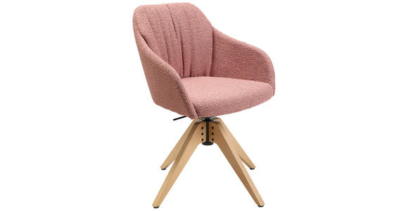 ARMLEHNSTUHL in Flachgewebe - Eichefarben/Rosa, Design, Holz/Textil (58/82,5-85,2/60cm) - Johann Jakob