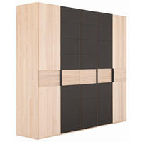 KLEIDERSCHRANK Eschefarben, Dunkelbraun  - Dunkelbraun/Eschefarben, Design, Glas/Holz (249,6/224,6/57cm) - Valdera
