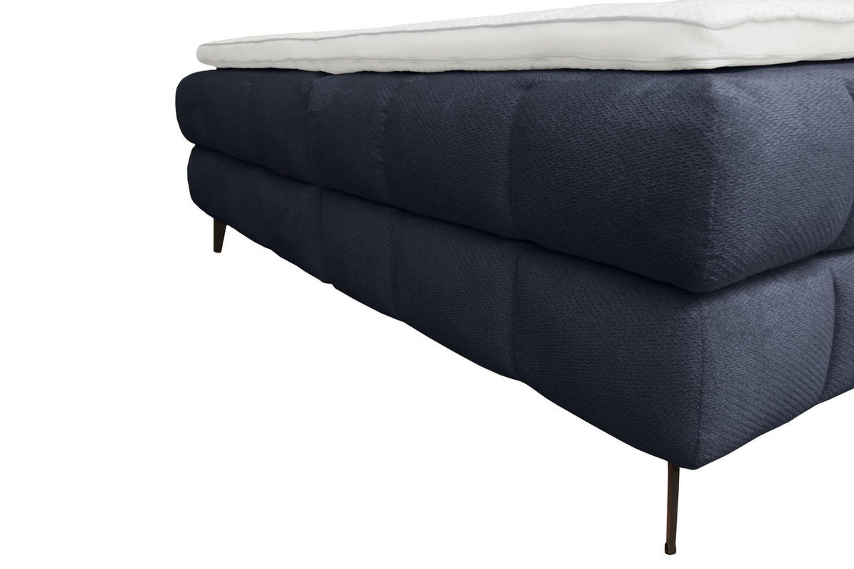 BOXBETT 140/200 cm,  in Blau, Bettkasten, Topper, H3 + H3 = fest  - Blau/Schwarz, Trend, Textil/Metall (140/200cm) - Esposa
