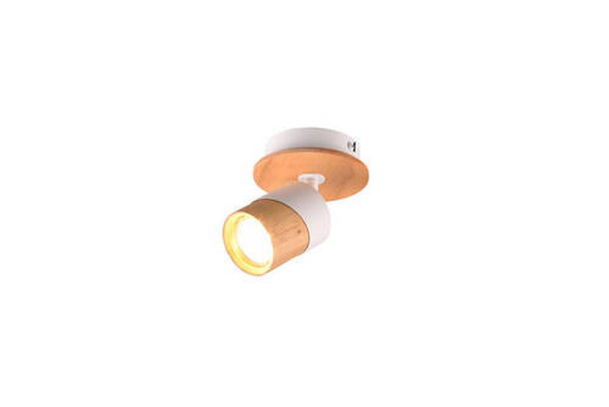BODOVÉ SVÍTIDLO, GU10, 11/13,5/15 cm - bílá/hnědá, Natur, kov/dřevo (11/13,5/15cm)