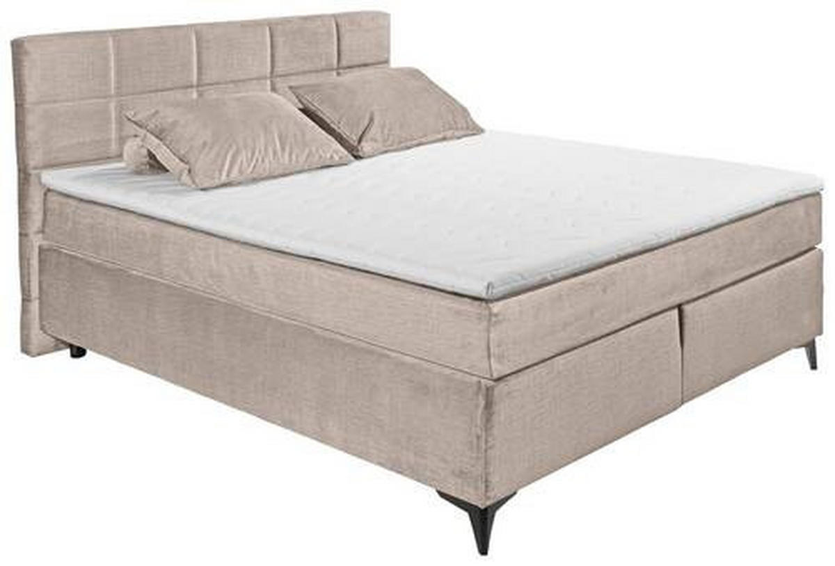 BOXSPRINGBETT 180/200 cm  in Creme  - Creme/Schwarz, Design, Holzwerkstoff/Kunststoff (180/200cm) - Xora