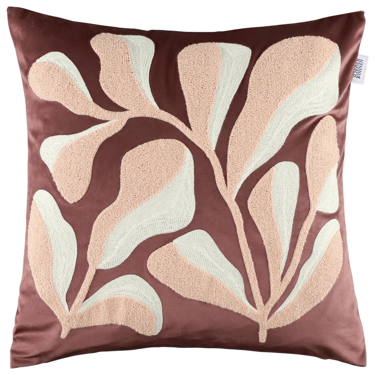 KISSENHÜLLE SW-Plant rot 45/45 cm  - Rotbraun/Creme, Design, Kunststoff/Textil (45/45cm) - Schöner Wohnen