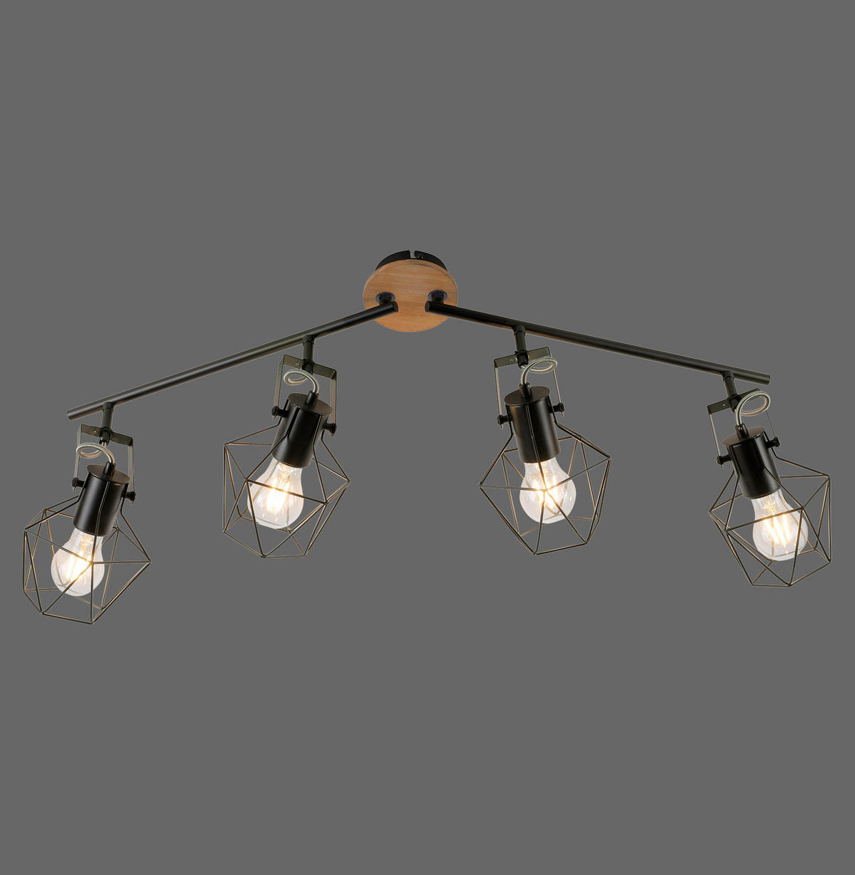 LED-DECKENLEUCHTE 110/109/30,5 cm   - Schwarz, Natur, Holz/Metall (110/109/30,5cm)