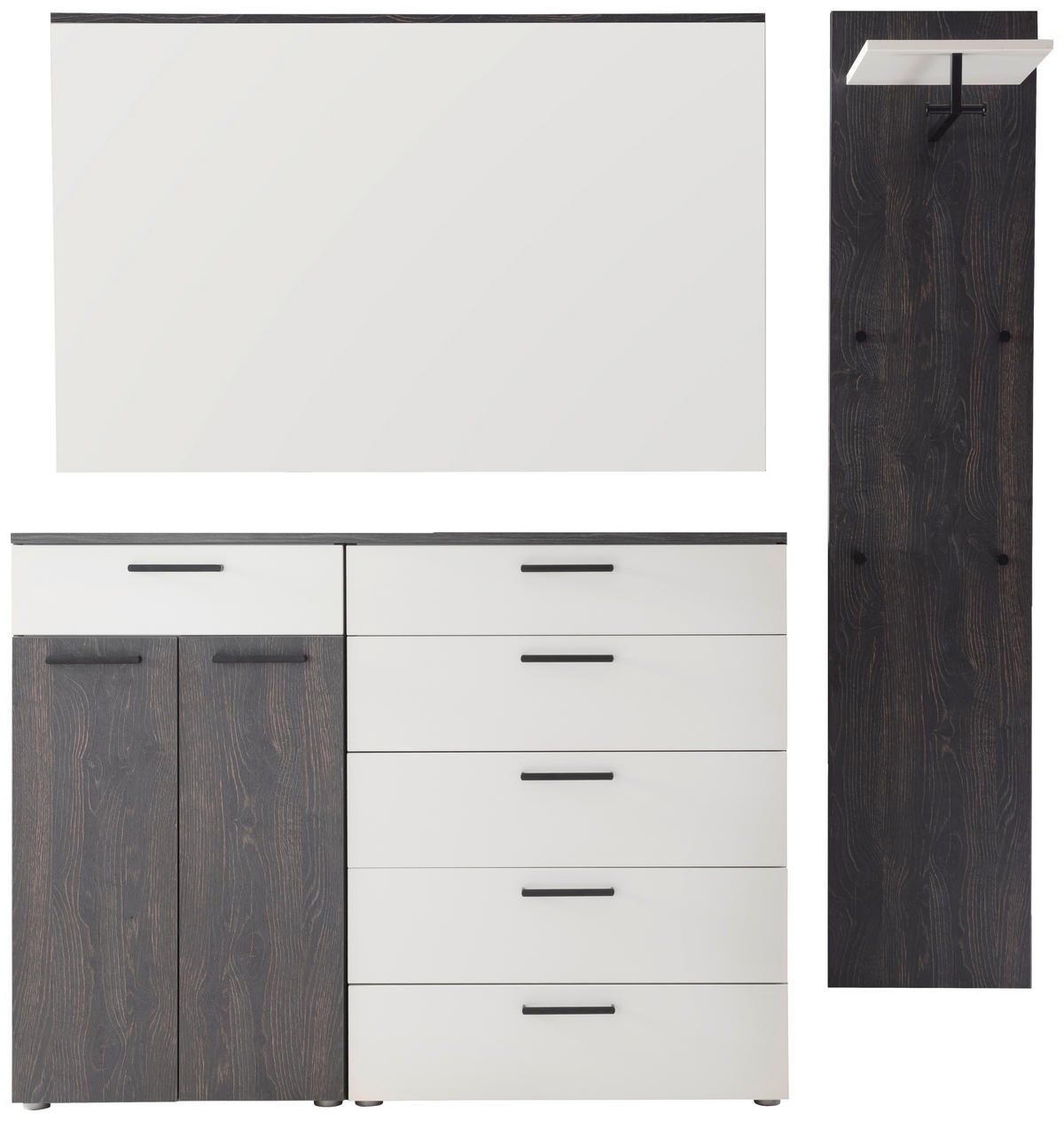 GARDEROBE 3-teilig  in 190/200/38 cm  - Eichefarben/Weiß, KONVENTIONELL, Holzwerkstoff (190/200/38cm) - Moderano