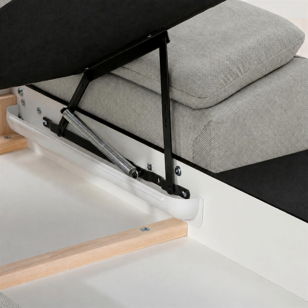 ECKSOFA  Struktur Hellgrau  - Hellgrau/Schwarz, Basics, Holz/Holzwerkstoff (281/166cm) - MID.YOU