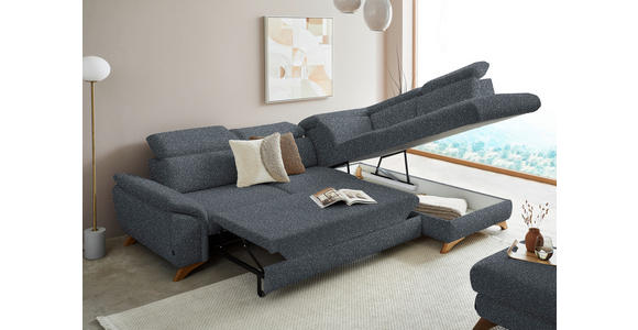 ECKSOFA in Bouclé Dunkelgrau  - Eichefarben/Dunkelgrau, MODERN, Holz/Textil (287/212cm) - Valnatura