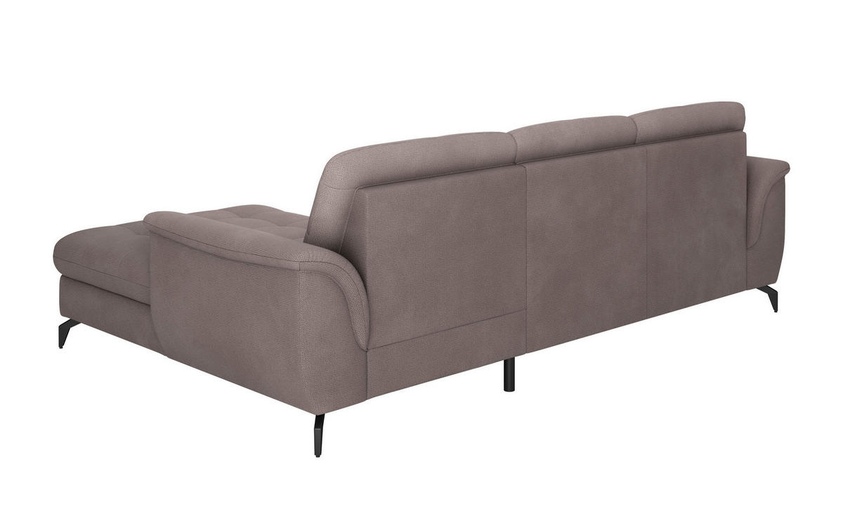 ECKSOFA ZORA E Taupe Flachgewebe  - Taupe/Schwarz, MODERN, Textil/Metall (262/164cm) - Sit & More