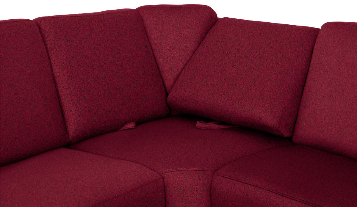 WOHNLANDSCHAFT Weinrot Flachgewebe  - Chromfarben/Weinrot, KONVENTIONELL, Textil/Metall (240/330/163cm) - Beldomo System