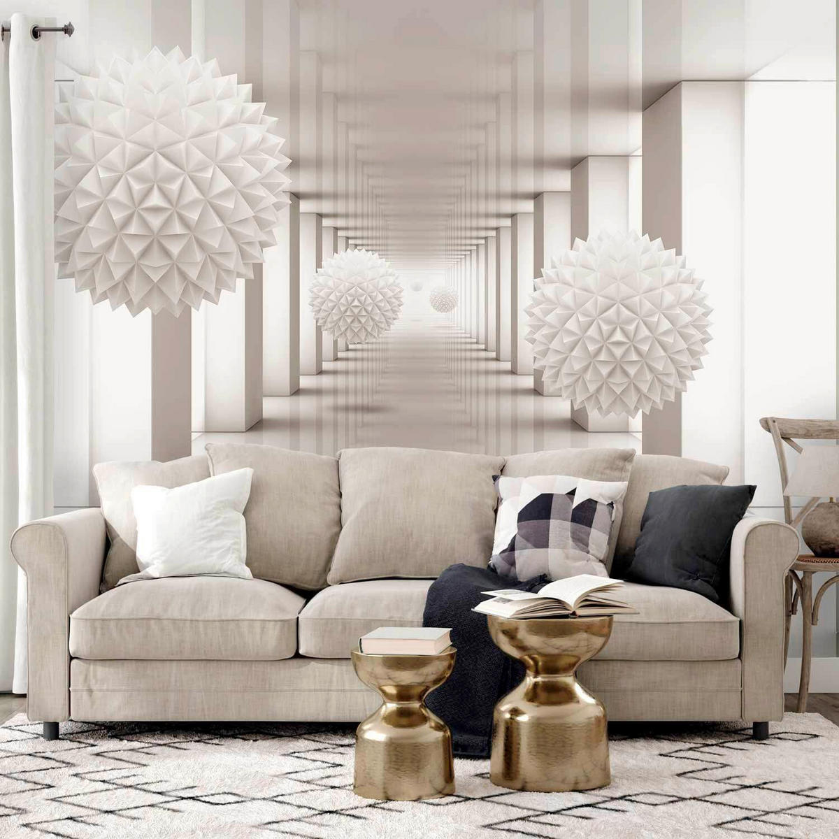 FOTOTAPETE  - Grauweiß/Weiß, LIFESTYLE, Textil (250/175cm) - artgeist