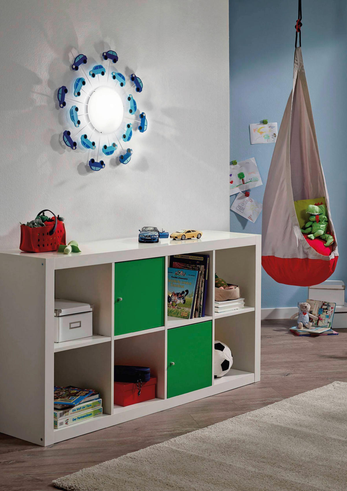 KINDERDECKENLEUCHTE Viki 63/8 cm   - Blau/Weiß, Design, Glas/Metall (63/8cm) - Eglo