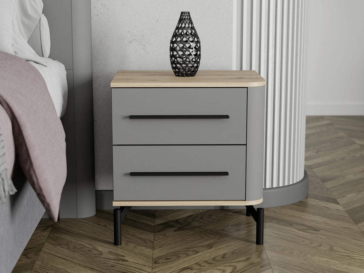 NACHTTISCH 51,5/55,5/40 cm  - Graphitfarben/Schwarz, MODERN, Holzwerkstoff/Metall (51,5/55,5/40cm) - MID.YOU