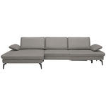 ECKSOFA Dieter Knoll in Echtleder Hellgrau  157/325 cm  - Hellgrau/Schwarz, Design, Leder/Metall (157/325cm) - Dieter Knoll