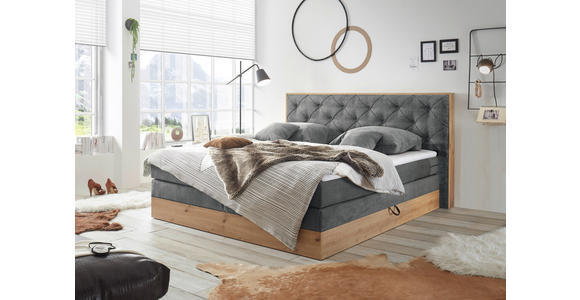 BOXSPRINGBETT 180/200 cm  in Anthrazit, Naturfarben  - Anthrazit/Naturfarben, KONVENTIONELL, Holzwerkstoff/Kunststoff (180/200cm) - Esposa