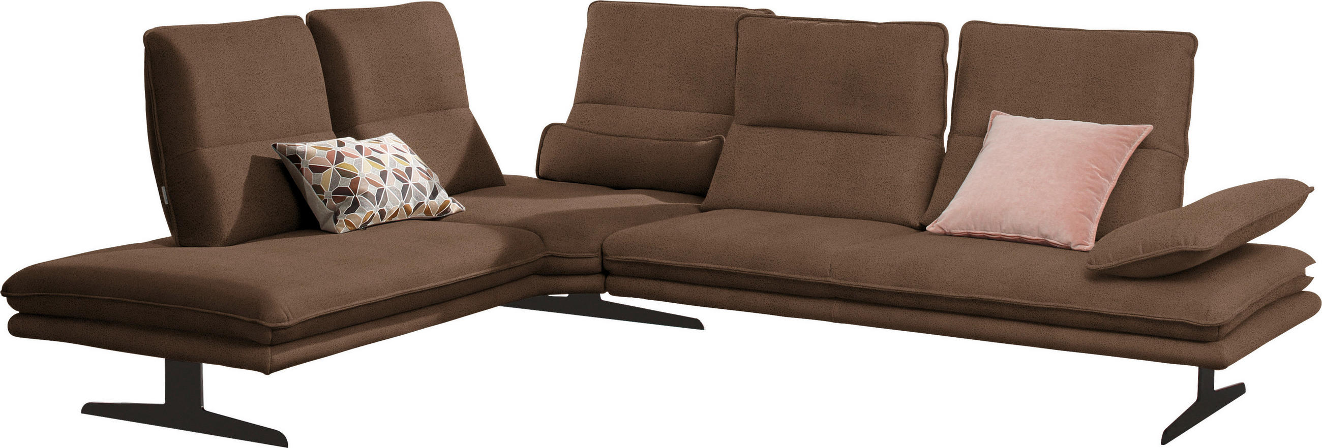 ECKSOFA  in Mikrofaser Braun  224/284 cm  - Schwarz/Braun, Design, Textil/Metall (224/284cm) - Chilliano