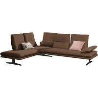 ECKSOFA in Mikrofaser Braun  224/284 cm  - Schwarz/Braun, Design, Textil/Metall (224/284cm) - Chilliano