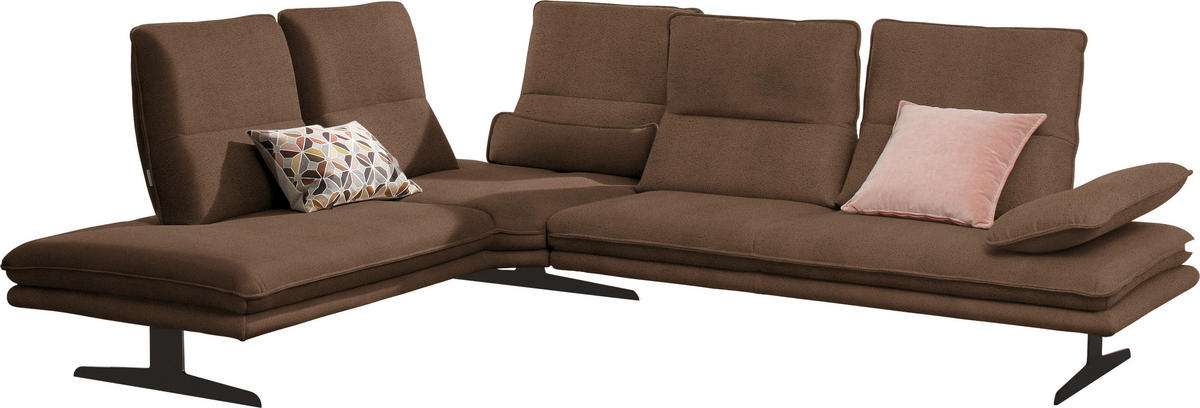 ECKSOFA in Mikrofaser Braun  224/284 cm  - Schwarz/Braun, Design, Textil/Metall (224/284cm) - Chilliano