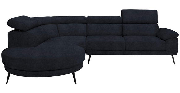 ECKSOFA in Samt Dunkelgrau  - Dunkelgrau/Schwarz, Design, Textil/Metall (264/299cm) - Novel