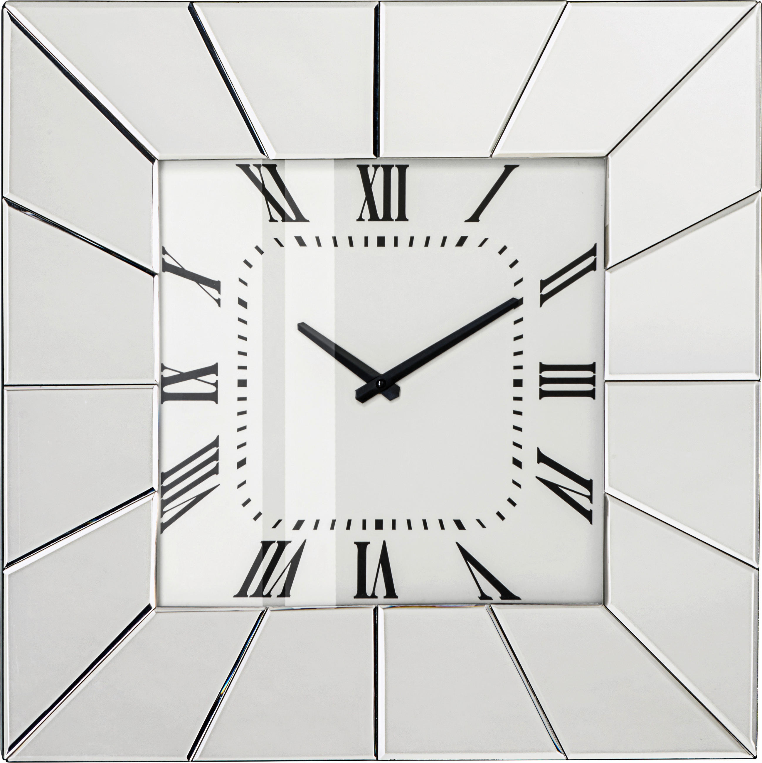 STENSKA URA  srebrne barve  - srebrne barve, Design, steklo/leseni material (50,5/50,5/5,3cm) - Xora