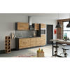 KÜCHENBLOCK 270 cm   in Graphitfarben, Schieferfarben, Eiche Wotan  - Chromfarben/Schieferfarben, MODERN, Holzwerkstoff/Metall (270cm) - Held