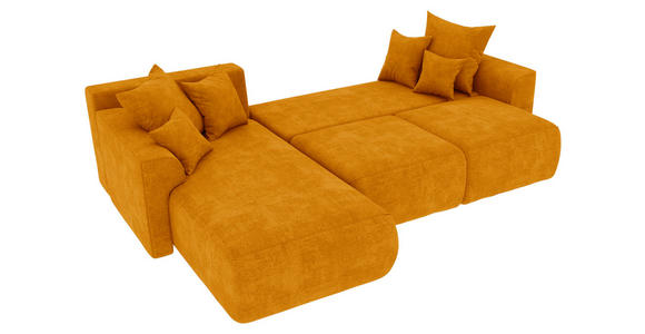 ECKSOFA in Samt Gelb  - Chromfarben/Gelb, KONVENTIONELL, Kunststoff/Textil (195/293cm) - Carryhome