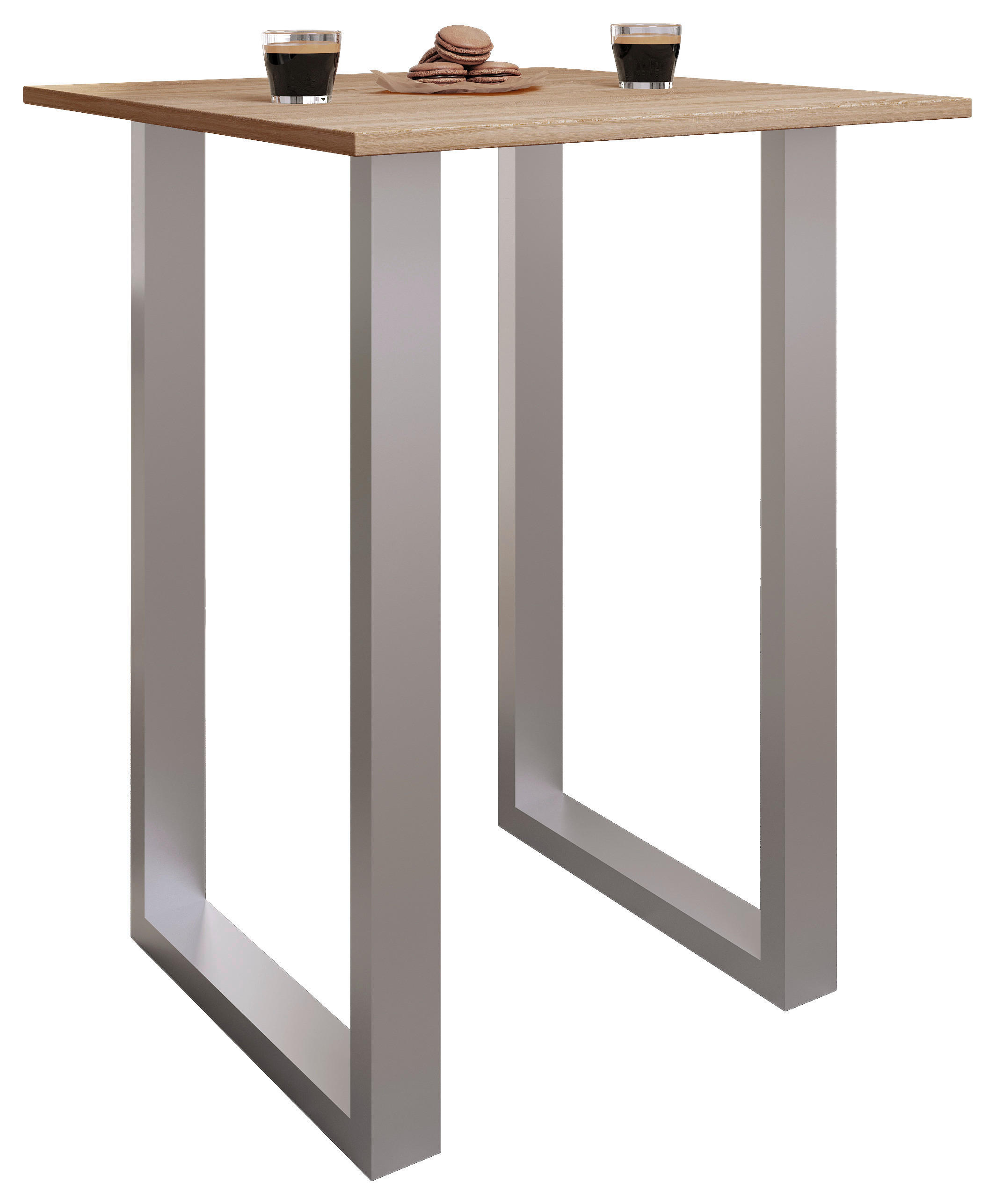 BARTISCH in Metall, Holzwerkstoff 80/102/50 cm   - Eichefarben/Silberfarben, KONVENTIONELL, Holzwerkstoff/Metall (80/102/50cm)