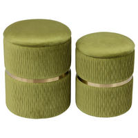 SADA TABURETŮ,  - zelená/barvy zlata, Konvenční, kov/textil (31,5+36cm) - MID.YOU