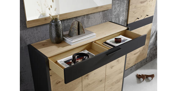 SCHUHSCHRANK 127/126/37 cm - Eichefarben/Schwarz, Design, Holz/Metall (127/126/37cm) - Dieter Knoll