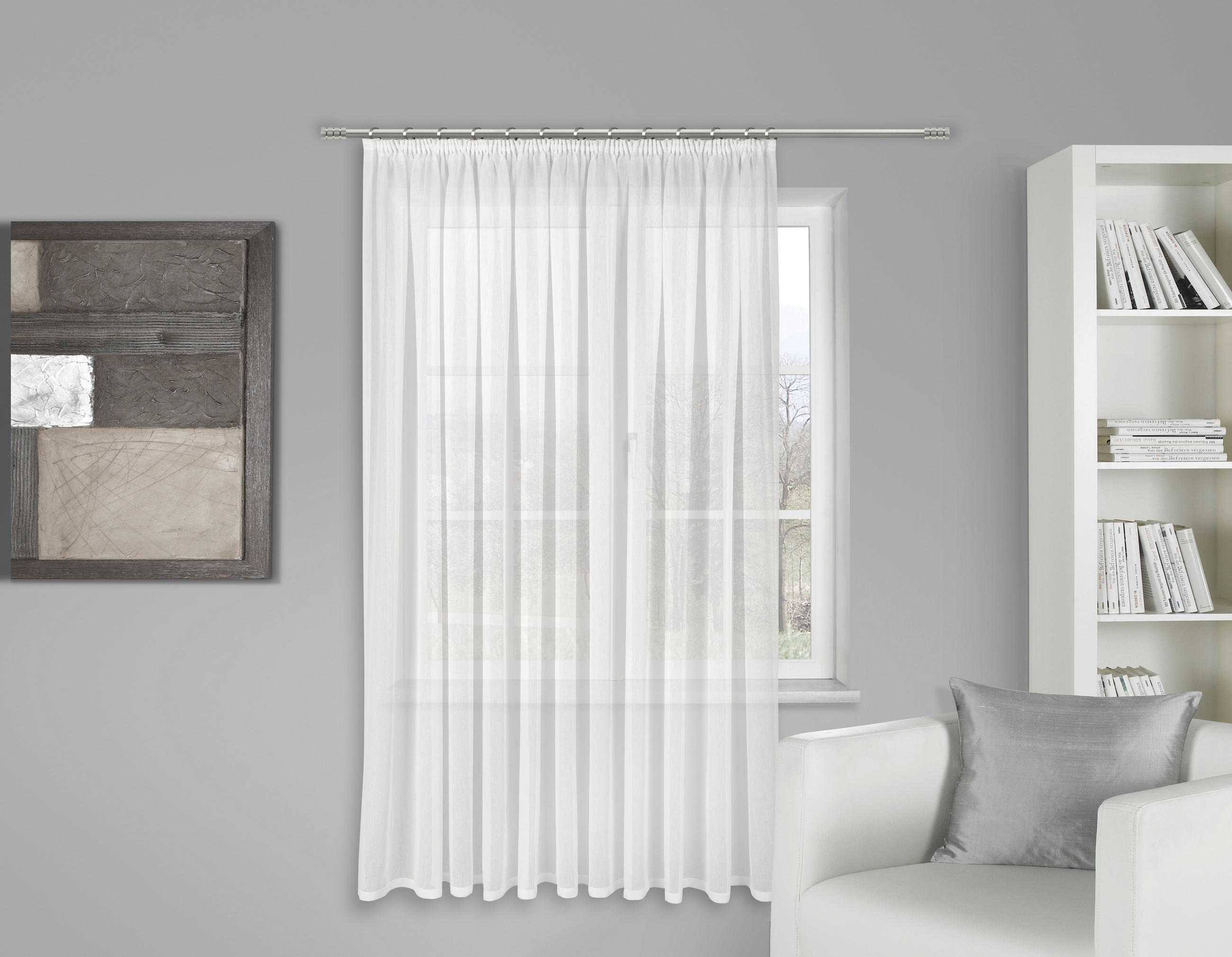 FERTIGSTORE  halbtransparent   450/175 cm  - Creme, KONVENTIONELL, Textil (450/175cm) - Esposa