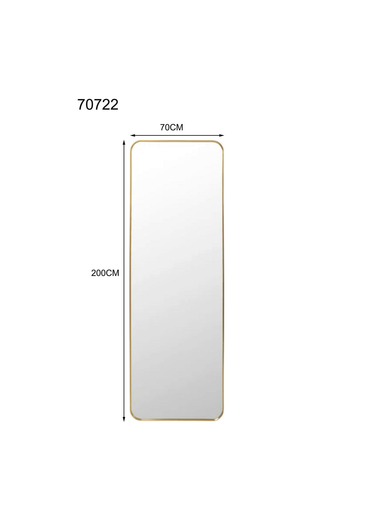 WANDSPIEGEL 70/200/3 cm    in rechteckig  - Goldfarben, Design, Glas/Metall (70/200/3cm) - Kare-Design