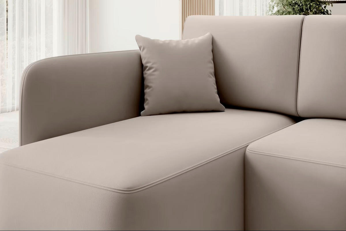 ECKSOFA  Beige Plüsch  - Beige/Schwarz, Design, Kunststoff/Textil (150/206cm) - MID.YOU