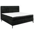 BOXSPRINGBETT 180/200 cm,  in Schwarz, Topper, H2 + H2 = mittel  - Schwarz, Design, Textil/Metall (180/200cm) - Esposa