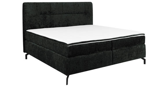 BOXSPRINGBETT 180/200 cm,  in Schwarz, Topper, H2 + H2 = mittel  - Schwarz, Design, Textil/Metall (180/200cm) - Esposa