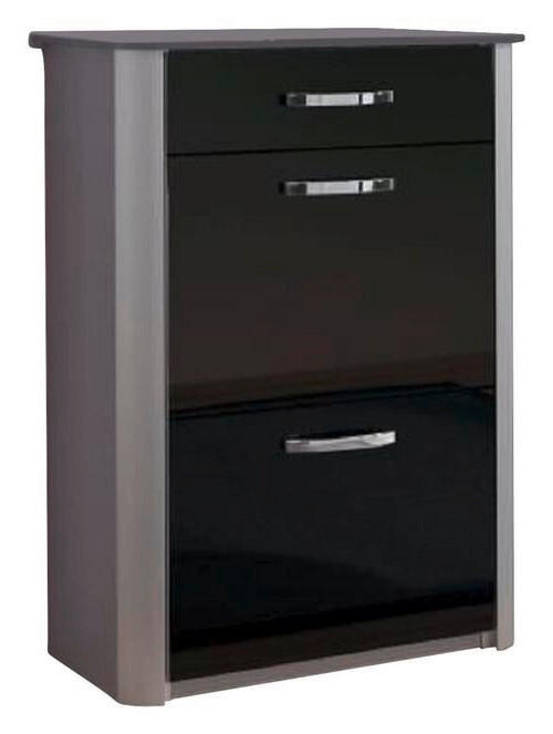 SCHUHKIPPER Dekorfolie Schwarz, Alufarben  - Chromfarben/Schwarz, Design, Glas/Holzwerkstoff (71/97/35cm) - Moderano
