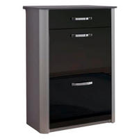 SCHUHKIPPER - Chromfarben/Schwarz, Design, Glas/Holzwerkstoff (71/97/35cm) - Moderano