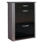 SCHUHKIPPER - Chromfarben/Schwarz, Design, Glas/Holzwerkstoff (71/97/35cm) - Moderano